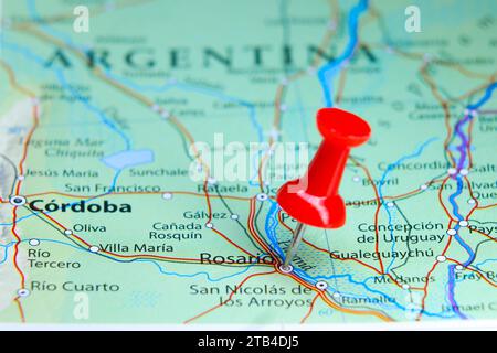 Rosario, Argentina, spilla sulla mappa Foto Stock