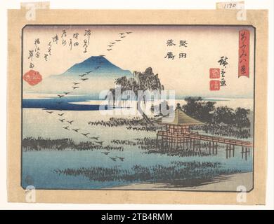 Discendente oche a Katada, dalla serie Eight Views of Omi (Omi hakkei) 1919 di Utagawa Hiroshige Foto Stock