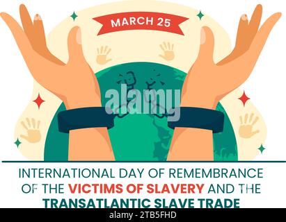 Giornata internazionale della memoria delle vittime della schiavitù e illustrazione transatlantica della progettazione di vettori schiavisti contro la tratta di esseri umani Illustrazione Vettoriale