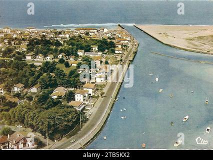 Vue aérienne du port de Capbreton avant les travaux. Foto Stock