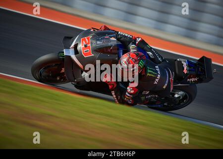 Fabio Quartararo della Francia e del Team Yamaha MotoGP Monster Energy corrono durante il test di Valencia del Moto GP sul circuito di Ricardo Tormo (Cheste, Moto GP Valencia test). Foto Stock