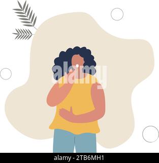 la donna ha aperto la bocca in grande sorpresa. concetto delle emozioni e dei sentimenti delle persone. Illustrazione Vettoriale