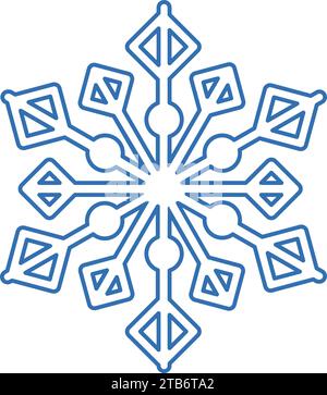 Silhouette blu con fiocco di neve, elemento decorativo del festival invernale. Neve invernale, puro simbolo del miracolo natalizio. Isol icona vettore di liner semplice Illustrazione Vettoriale