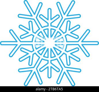 Silhouette blu con fiocco di neve, elemento decorativo del festival invernale. Neve invernale, puro simbolo del miracolo natalizio. Isol icona vettore di liner semplice Illustrazione Vettoriale