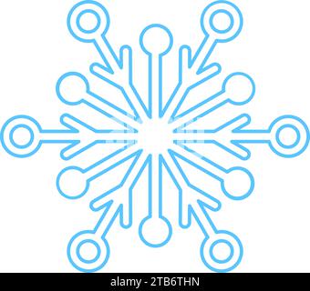 Silhouette blu con fiocco di neve, elemento decorativo del festival invernale. Neve invernale, puro simbolo del miracolo natalizio. Isol icona vettore di liner semplice Illustrazione Vettoriale