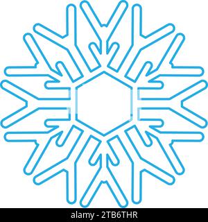 Silhouette blu con fiocco di neve, elemento decorativo del festival invernale. Neve invernale, puro simbolo del miracolo natalizio. Isol icona vettore di liner semplice Illustrazione Vettoriale