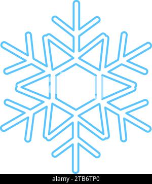 Silhouette blu con fiocco di neve, elemento decorativo del festival invernale. Neve invernale, puro simbolo del miracolo natalizio. Isol icona vettore di liner semplice Illustrazione Vettoriale