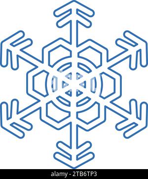 Silhouette blu con fiocco di neve, elemento decorativo del festival invernale. Neve invernale, puro simbolo del miracolo natalizio. Isol icona vettore di liner semplice Illustrazione Vettoriale