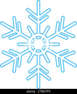 Silhouette blu con fiocco di neve, elemento decorativo del festival invernale. Neve invernale, puro simbolo del miracolo natalizio. Isol icona vettore di liner semplice Illustrazione Vettoriale