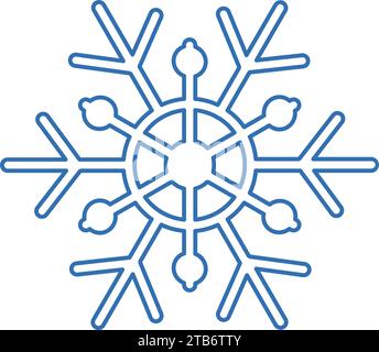Silhouette blu con fiocco di neve, elemento decorativo del festival invernale. Neve invernale, puro simbolo del miracolo natalizio. Isol icona vettore di liner semplice Illustrazione Vettoriale