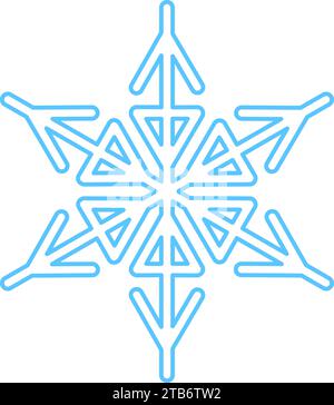 Silhouette blu con fiocco di neve, elemento decorativo del festival invernale. Neve invernale, puro simbolo del miracolo natalizio. Isol icona vettore di liner semplice Illustrazione Vettoriale