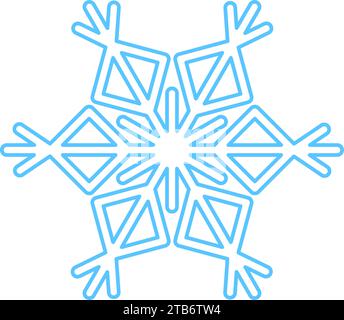Silhouette blu con fiocco di neve, elemento decorativo del festival invernale. Neve invernale, puro simbolo del miracolo natalizio. Isol icona vettore di liner semplice Illustrazione Vettoriale