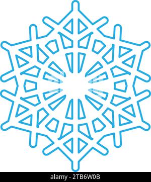 Silhouette blu con fiocco di neve, elemento decorativo del festival invernale. Neve invernale, puro simbolo del miracolo natalizio. Isol icona vettore di liner semplice Illustrazione Vettoriale
