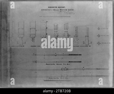 Acquedotto di Washington, dettagli di 48 pollici di acqua gate Foto Stock