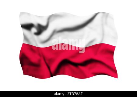 Sventolando la bandiera della Polonia isolata su uno sfondo trasparente, rendering 3D. Tracciato di ritaglio incluso Foto Stock