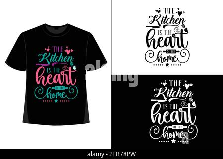 T-shirt da cucina, Kitchen Design, T-shirt Kitchen Quotes Design, Vector EPS Editable Files Illustrazione Vettoriale