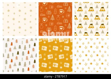 Set di motivi Vector Seamless natalizi Illustrazione Vettoriale