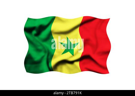 Sventolando la bandiera del Senegal isolata sul rendering 3d trasparente. Tracciato di ritaglio incluso Foto Stock