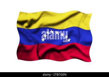 Sventolando la bandiera del Venezuela isolata sul rendering 3d bianco. Tracciato di ritaglio incluso Foto Stock