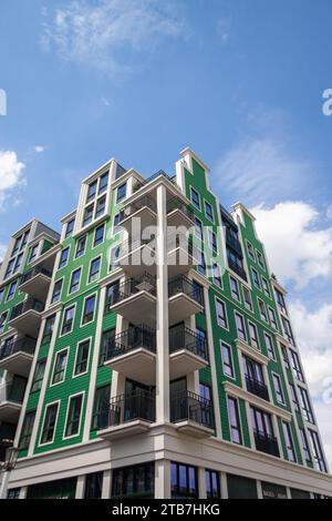 Famosi edifici tradizionali a Zaandam, Nethelands Foto Stock