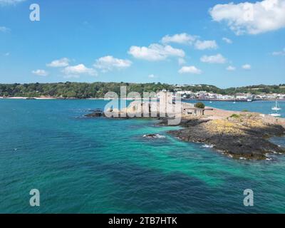 St Aubin's Fort, Jersey drone, aereo Foto Stock