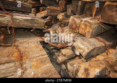 vecchi studi sul legname in difficoltà Foto Stock
