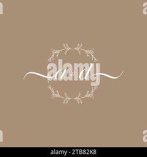 Logo di scrittura A mano con firma iniziale, design di nozze e moda Illustrazione Vettoriale