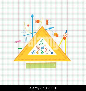 Formule geometriche matematiche sfondo astratto Illustrazione Vettoriale