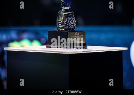 Espoo, Finlandia. 3 dicembre 2023. trofeo durante Elisa Masters Espoo 2023 - giorno 5 presso Metro Areena il 3 dicembre 2023 a Espoo, Finlandia. (Foto di Gabriel Calvino Alonso/Orange Pictures) credito: Orange Pics BV/Alamy Live News Foto Stock