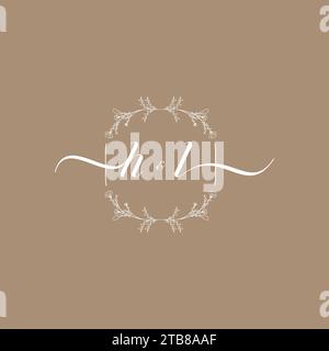 Logo HL con firma iniziale, design di nozze e moda Illustrazione Vettoriale