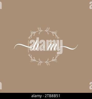 Logo HM con firma iniziale, design di nozze e moda Illustrazione Vettoriale