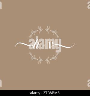 Logo calligrafico HV con firma iniziale, design di nozze e moda Illustrazione Vettoriale