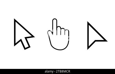 set di cursore a freccia e cursore a mano sullo sfondo bianco Illustrazione Vettoriale