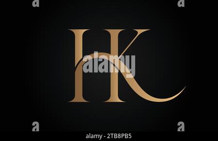 Design esclusivo con logo monogramma KH o HK con lettera di testo Illustrazione Vettoriale