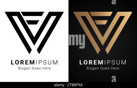 Logo lettera di testo con monogramma MF o FM di lusso Illustrazione Vettoriale