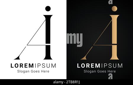 Design con logo monogramma Luxury Initial IA o IA Text Letter Illustrazione Vettoriale