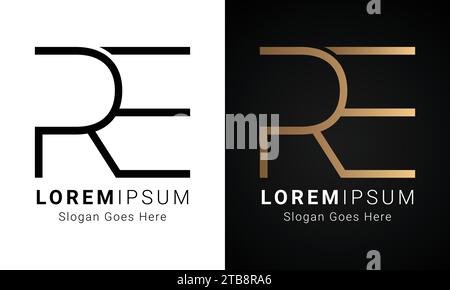 Design con logo lettera di testo monogramma ER o RE Luxury Initial Illustrazione Vettoriale