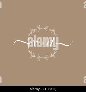 Logo VD di firma iniziale, design di nozze e moda Illustrazione Vettoriale