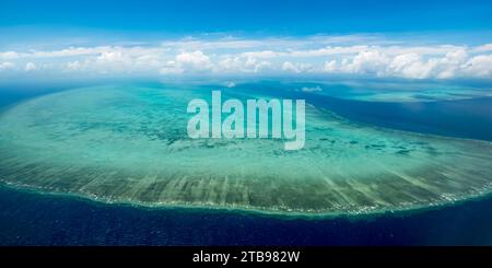 Vista aerea della grande Barriera Corallina, la più grande barriera corallina del mondo; Queensland, Australia Foto Stock