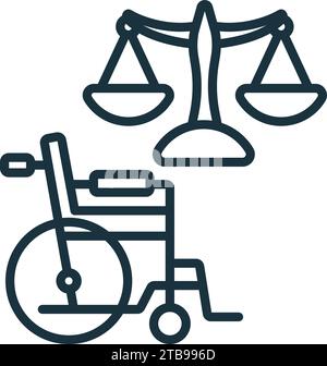 Icona profilo diritti disabilità. Semplice segno monocromatico da cause sociali e raccolta di attivismo. Icona dei diritti di invalidità per logo, modelli, Web Illustrazione Vettoriale