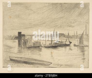 Mattina presto, Battersea (Battersea Dawn) (molo Cadogan) 1917 di James McNeill Whistler Foto Stock