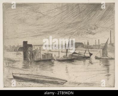 Mattina presto, Battersea (Battersea Dawn) (molo Cadogan) 1917 di James McNeill Whistler Foto Stock