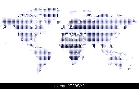 Mappa del mondo formata da punti blu Illustrazione Vettoriale