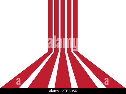 Linee di prospettiva rosse nello sfondo bianco Illustrazione Vettoriale