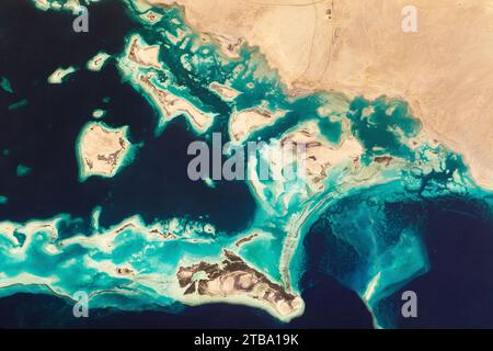 Vista dallo spazio della costa nord-occidentale dell'Arabia Saudita. Foto Stock
