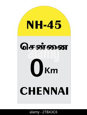 Illustrazione del vettore Milestone di Chennai a zero km Illustrazione Vettoriale