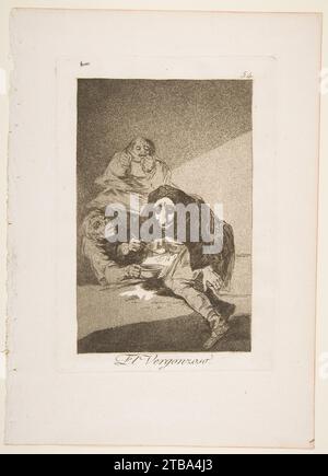 Piatto 54 da "Los Caprichos": The Shamefaced One (El Vergonzoso) 1918 di Goya (Francisco de Goya y Lucientes) Foto Stock