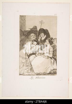 Tavola 57 da "Los Caprichos": La filiazione (la filiacion) 1918 di Goya (Francisco de Goya y Lucientes) Foto Stock