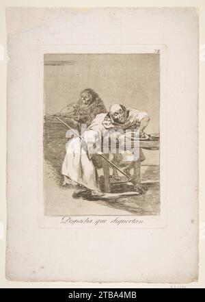 Piatto 78 di "Los Caprichos": Siate veloci, si stanno svegliando (Despacha, que dispiertan.) 1917 di Goya (Francisco de Goya y Lucientes) Foto Stock