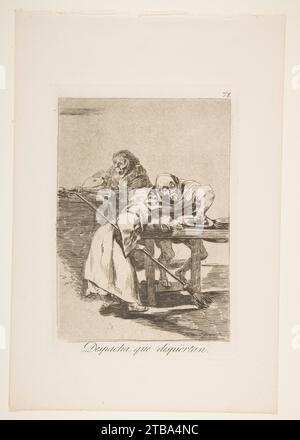 Piatto 78 da "Los Caprichos": Siate veloci, stanno svegliandosi (Despacha, que dispiertan) 1951 di Goya (Francisco de Goya y Lucientes) Foto Stock